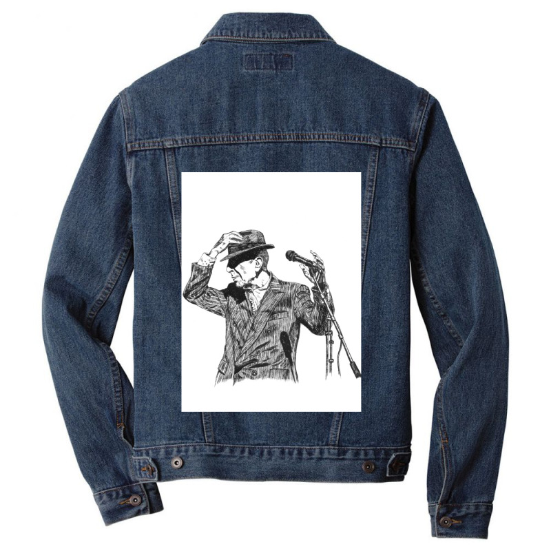 Leonard Cohen Original Hand Drawn Ink Print Men Denim Jacket by cm-arts | Artistshot