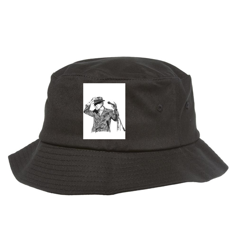 Leonard Cohen Original Hand Drawn Ink Print Bucket Hat by cm-arts | Artistshot