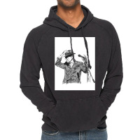 Leonard Cohen Original Hand Drawn Ink Print Vintage Hoodie | Artistshot