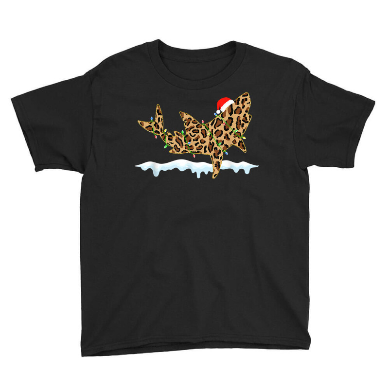 Shark Leopard Lights Christmas Matching Family T Shirt Youth Tee by hapusajehae | Artistshot