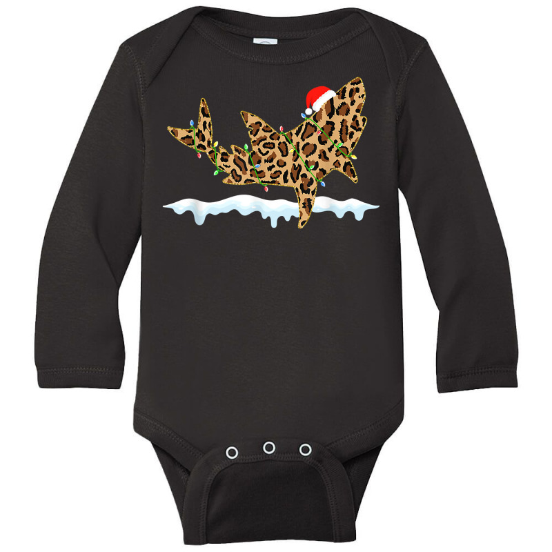 Shark Leopard Lights Christmas Matching Family T Shirt Long Sleeve Baby Bodysuit by hapusajehae | Artistshot