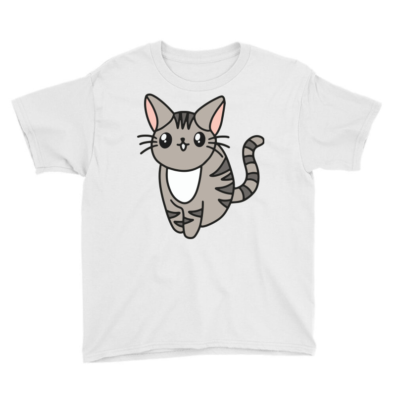 Gray Cat Smile Youth Tee | Artistshot