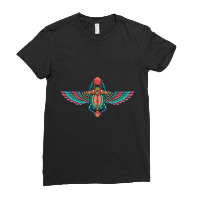 Egyptian Scarab Beetle Ladies Fitted T-shirt Designed By Roger
