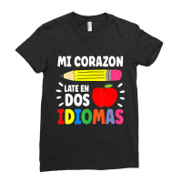 Mi Corazon Late En Dos Idiomas Bilingual Ladies Fitted T-shirt | Artistshot