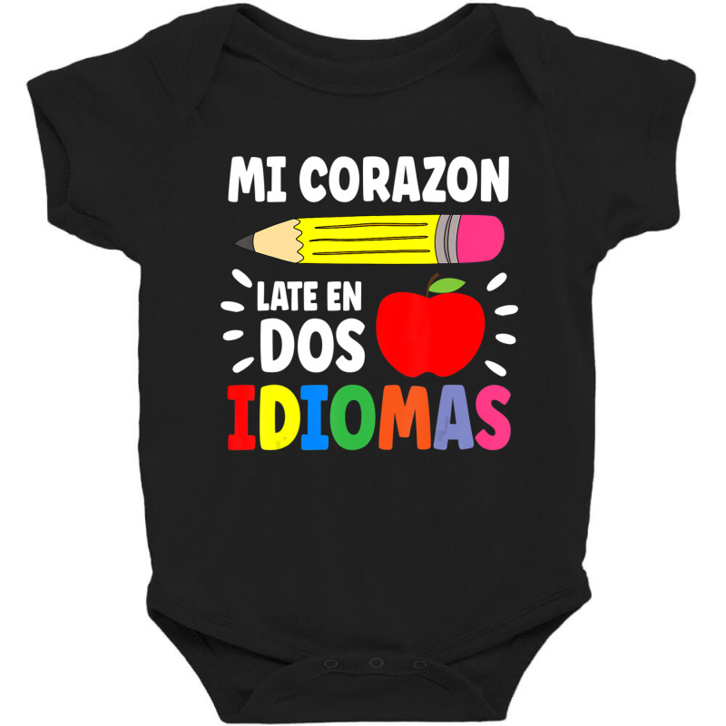 Mi Corazon Late En Dos Idiomas Bilingual Baby Bodysuit by cm-arts | Artistshot