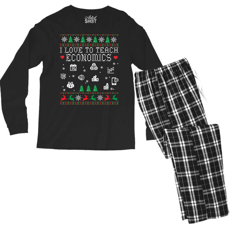 Teacher I Love To Teach Economics Students Merry Christmas Long Sleeve Men's Long Sleeve Pajama Set by quvamashara | Artistshot