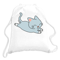 Happy Blue Cat Drawstring Bags | Artistshot