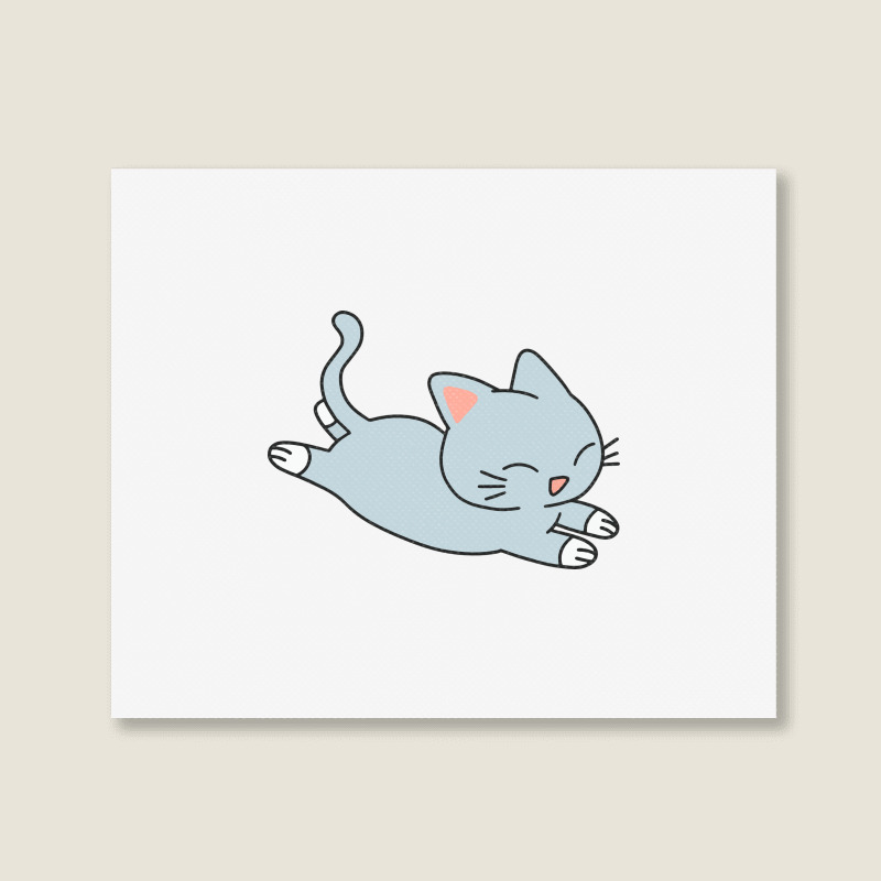 Happy Blue Cat Landscape Canvas Print | Artistshot