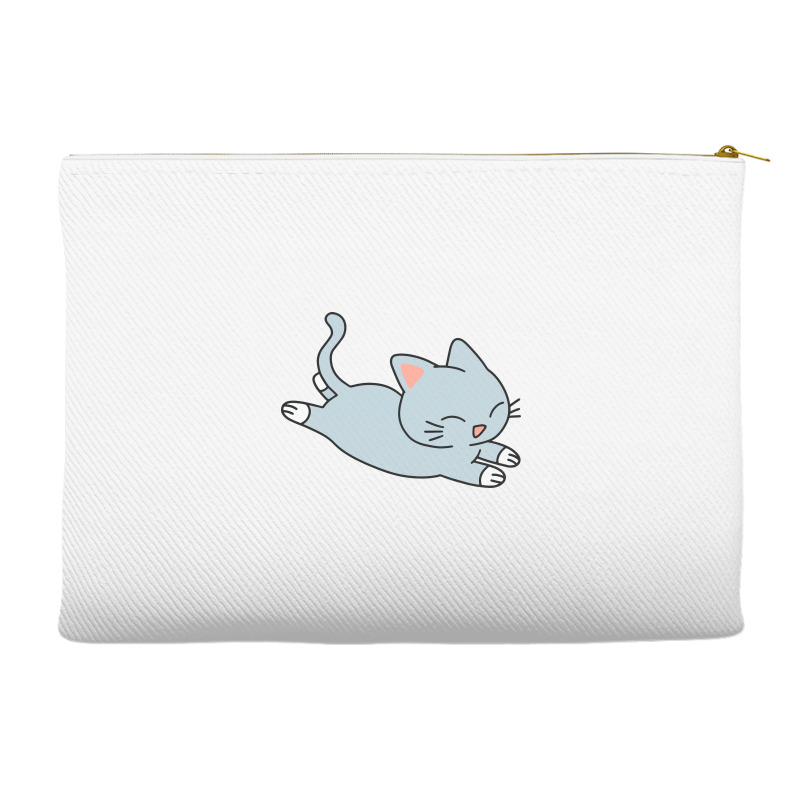 Happy Blue Cat Accessory Pouches | Artistshot