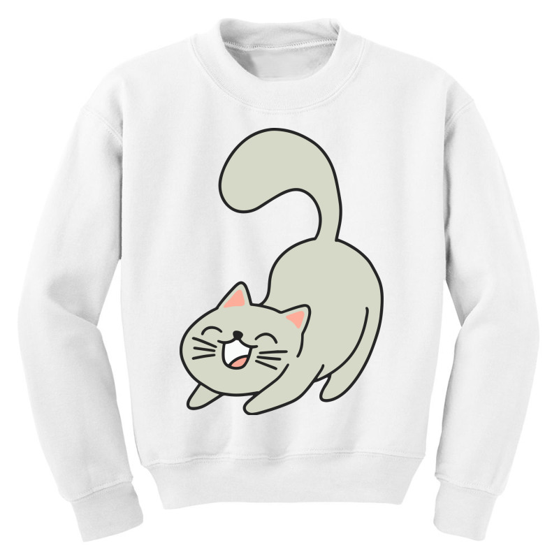 Stretch Gray Cat Youth Sweatshirt | Artistshot