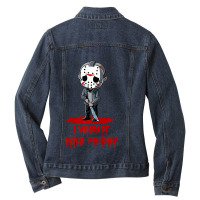 Funny Horror Humor I Wish It Was Friday Serial Killer Gift Premium Ladies Denim Jacket | Artistshot