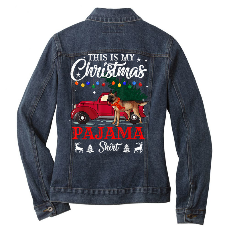 This Is My Christmas Belgian Malinois Dog Pajama Merry Xmas Long Sleev Ladies Denim Jacket by kishexitibi | Artistshot