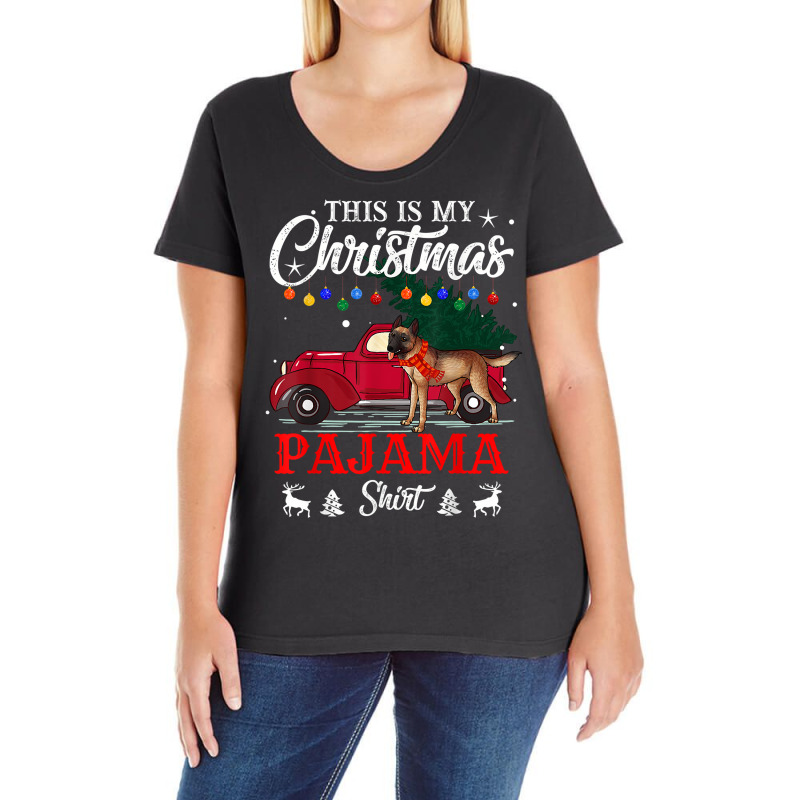 This Is My Christmas Belgian Malinois Dog Pajama Merry Xmas Long Sleev Ladies Curvy T-Shirt by kishexitibi | Artistshot