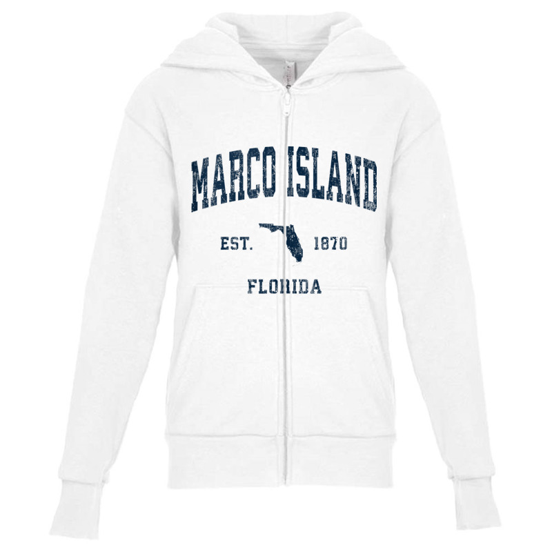 Marco Island Florida Fl Vintage Athletic Navy Sports Design Tank Top Youth Zipper Hoodie by cm-arts | Artistshot