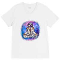 Yoga Meditating Astronaut In The Galaxy Lotus Meditation Tank Top V-neck Tee | Artistshot