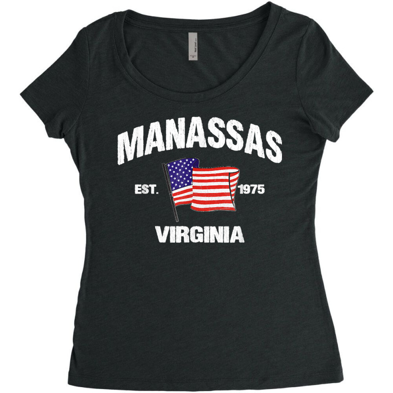 Manassas Virginia Va Usa Stars & Stripes Vintage Style Women's Triblend Scoop T-shirt by LUISRTORRES | Artistshot