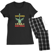 Where Words Fail Music Speaks Funny Vintage Guitar Musician Guitarist  Women's Pajamas Set | Artistshot