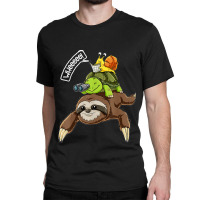 Funny Sloth Turtle Snail Piggyback Running Riding Team Classic T-shirt | Artistshot