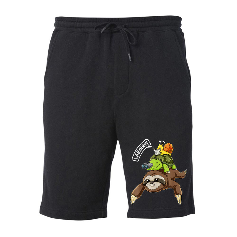 Funny Sloth Turtle Snail Piggyback Running Riding Team Fleece Short by kevinnichols | Artistshot