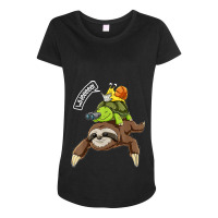 Funny Sloth Turtle Snail Piggyback Running Riding Team Maternity Scoop Neck T-shirt | Artistshot