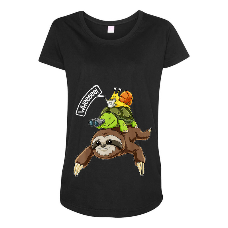 Funny Sloth Turtle Snail Piggyback Running Riding Team Maternity Scoop Neck T-shirt by kevinnichols | Artistshot