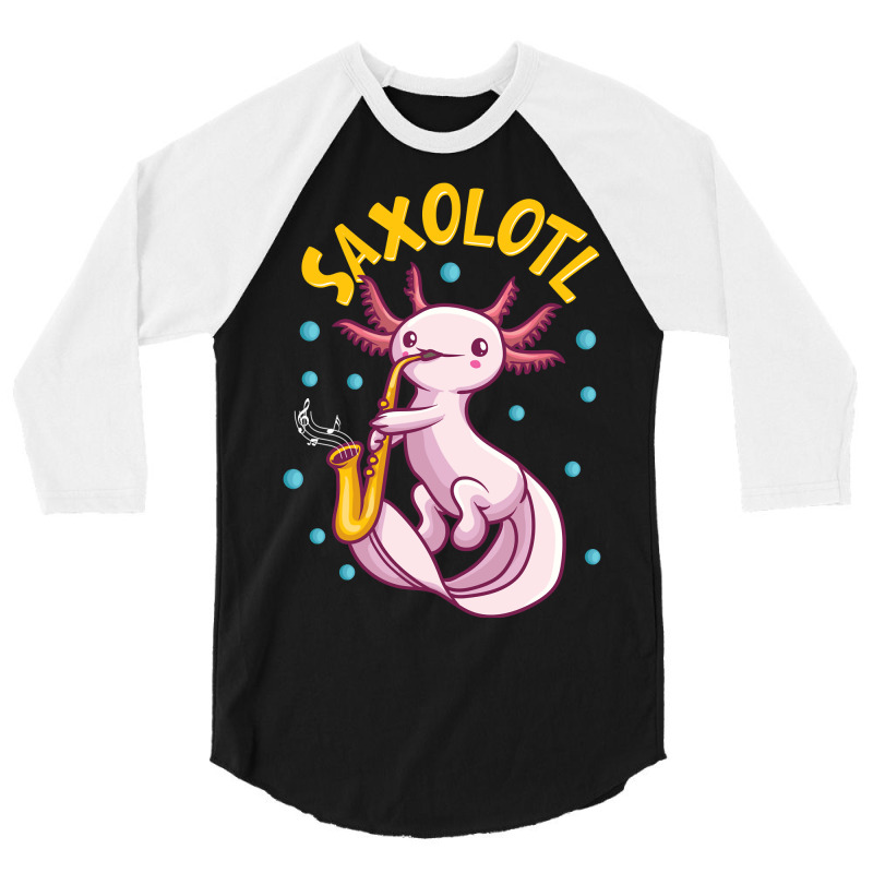 Saxolotl Sax Playing Axolotl Pun Walking Fish 3/4 Sleeve Shirt | Artistshot