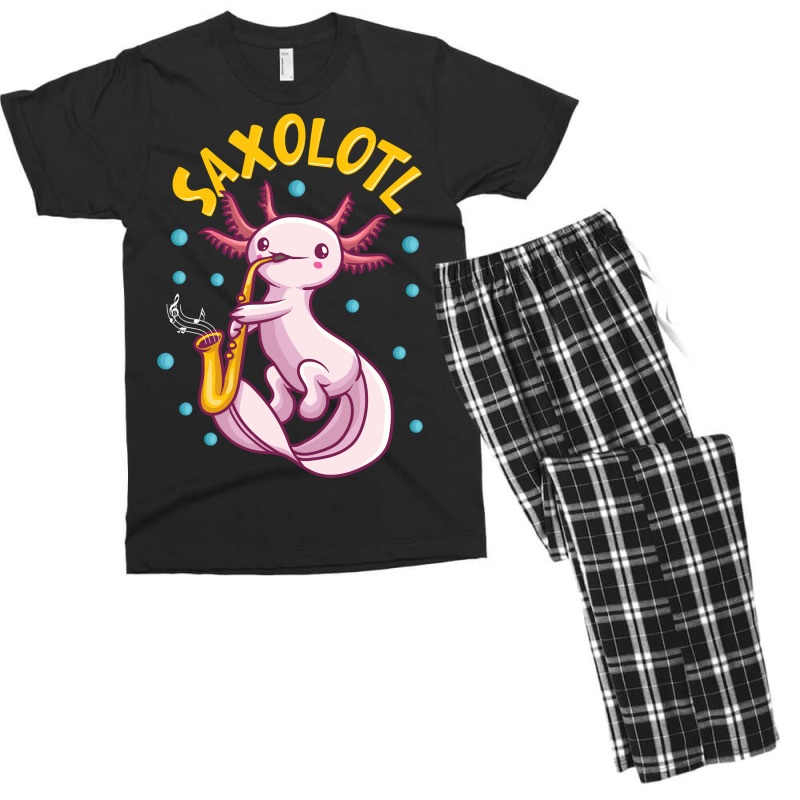 Saxolotl Sax Playing Axolotl Pun Walking Fish Men's T-shirt Pajama Set | Artistshot