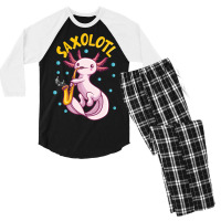 Saxolotl Sax Playing Axolotl Pun Walking Fish Men's 3/4 Sleeve Pajama Set | Artistshot