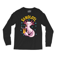 Saxolotl Sax Playing Axolotl Pun Walking Fish Long Sleeve Shirts | Artistshot