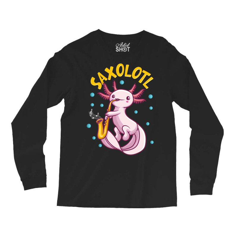 Saxolotl Sax Playing Axolotl Pun Walking Fish Long Sleeve Shirts | Artistshot