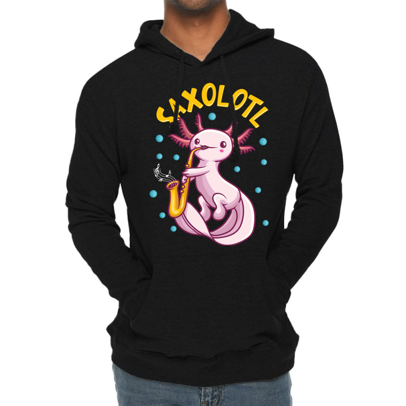 Saxolotl Sax Playing Axolotl Pun Walking Fish Lightweight Hoodie | Artistshot