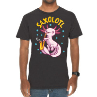 Saxolotl Sax Playing Axolotl Pun Walking Fish Vintage T-shirt | Artistshot