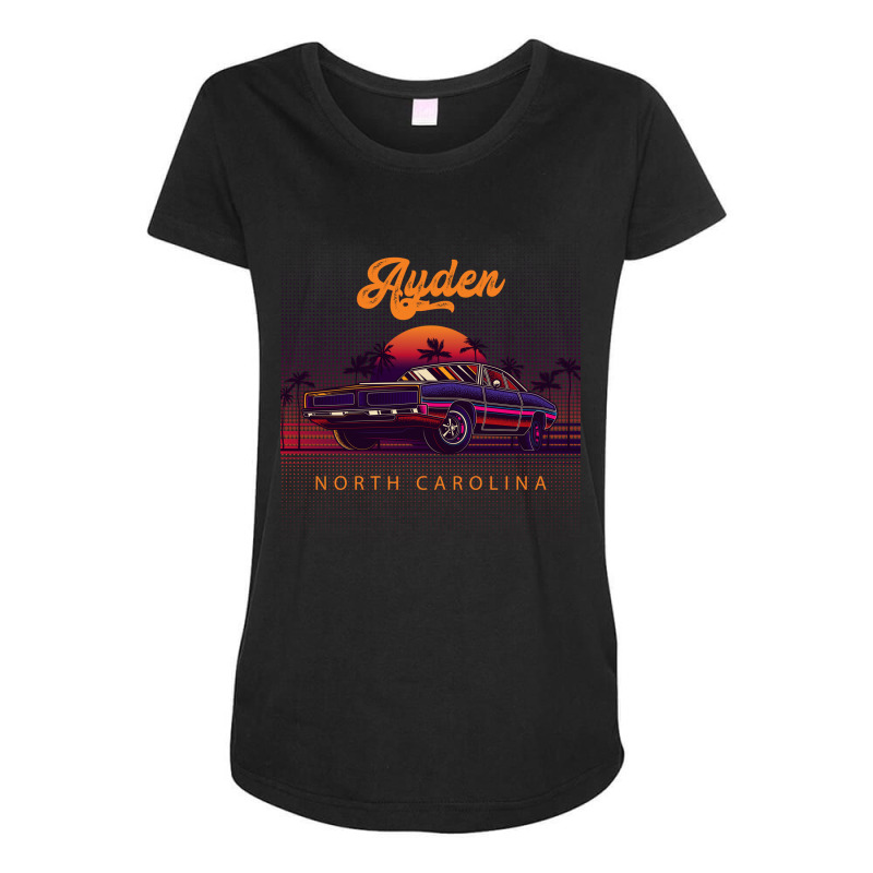 Ayden North Carolina Retro Vintage 80s 90s Muscle Cars Retrowave Aesth Maternity Scoop Neck T-shirt by pancakespienova | Artistshot