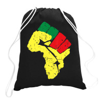 Black History Pan African Flag Colors Resist Fist Drawstring Bags | Artistshot