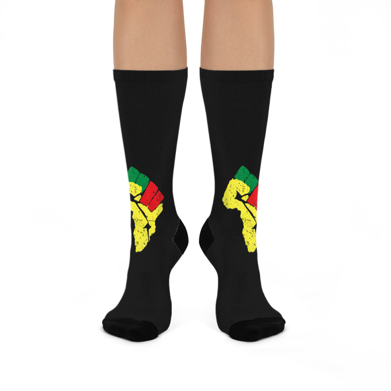 Black History Pan African Flag Colors Resist Fist Crew Socks | Artistshot