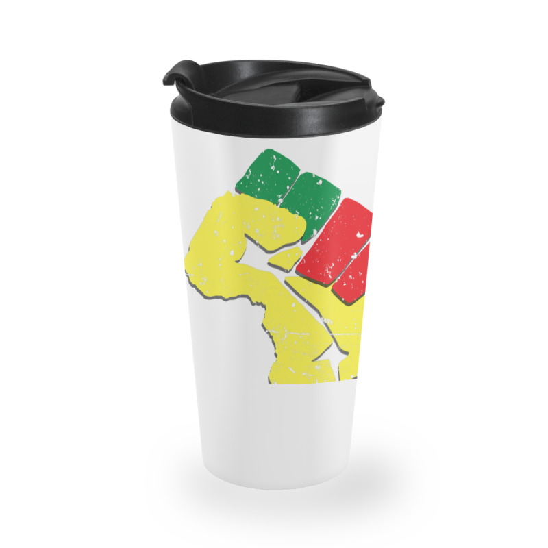 Black History Pan African Flag Colors Resist Fist Travel Mug | Artistshot