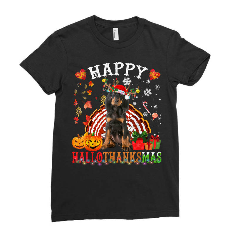 Halloween Thanksgiving Christmas Black And Tan Coonhound T Shirt Ladies Fitted T-Shirt by cm-arts | Artistshot