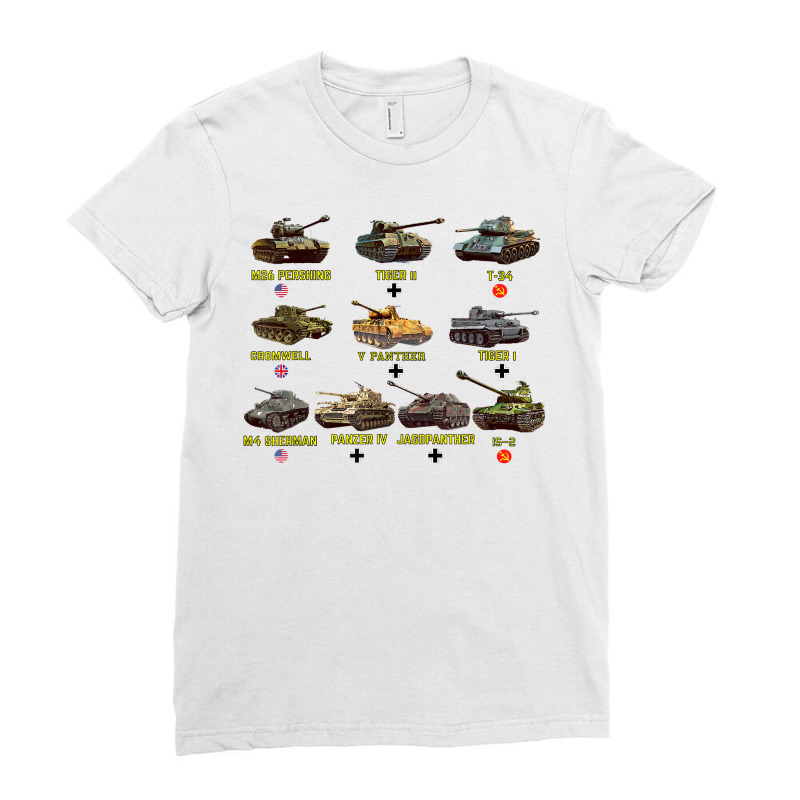 Top Ten Best Ww2 Tanks M4 Sherman Panzer Iv Tiger Ii T 34 T Shirt Ladies Fitted T-Shirt by pofijinashu | Artistshot