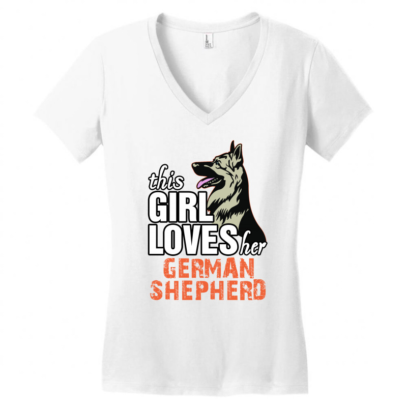 This Girl Loves Her German Shepherd Women's V-Neck T-Shirt by tshiart | Artistshot