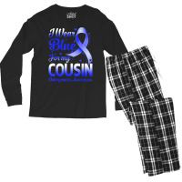 I Wear Blue For My Cousin Osteogenesis Awareness Ribbon T Shirt Men's Long Sleeve Pajama Set | Artistshot