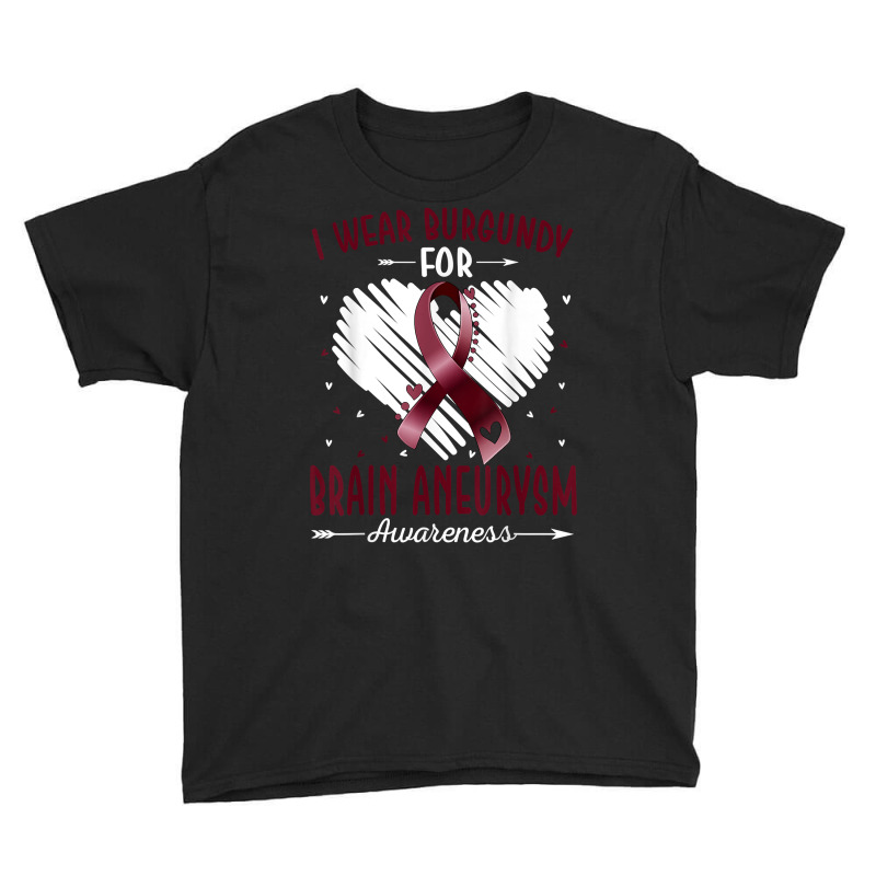 I Wear Burgundy For Brain Aneurysm Awareness Ribbon Heart T Shirt Youth Tee by cm-arts | Artistshot