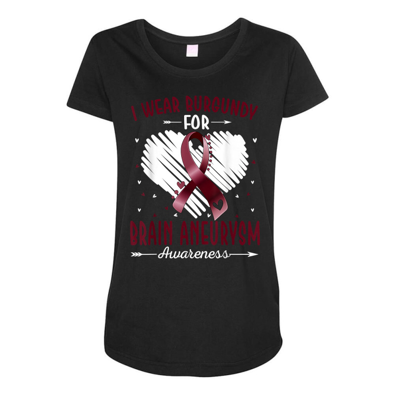 I Wear Burgundy For Brain Aneurysm Awareness Ribbon Heart T Shirt Maternity Scoop Neck T-shirt by cm-arts | Artistshot