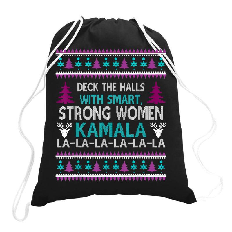 Santa Kamala Ugly Christmas Sweater T Shirt Drawstring Bags | Artistshot