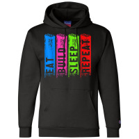 Eat Build Sleep Construction Master Builder Building Blocks Champion Hoodie | Artistshot