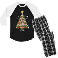 Brittany Spaniel Dog Cute Brittany Christmas Tree Dog Lover Xmas Costu Men's 3/4 Sleeve Pajama Set | Artistshot