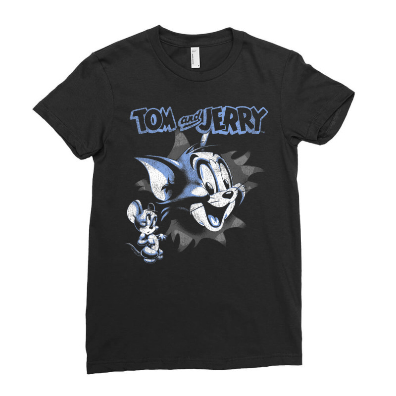 Tom And Jerry Pop Out Distressed Poster Ladies Fitted T-shirt | Artistshot