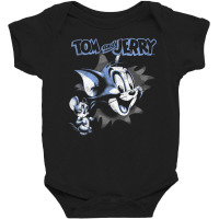 Tom And Jerry Pop Out Distressed Poster Baby Bodysuit | Artistshot