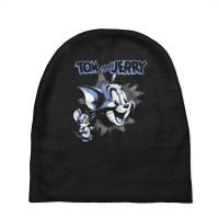 Tom And Jerry Pop Out Distressed Poster Baby Beanies | Artistshot