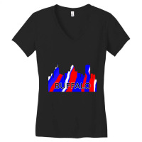 Buffalo Skyline Red White And Blue Women's V-neck T-shirt | Artistshot