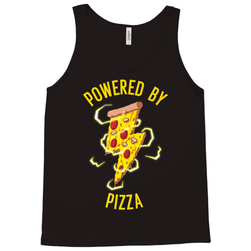 Powered By Pizza Kids Men Women Cool Pizza Lover Tank Top by cm-arts | Artistshot